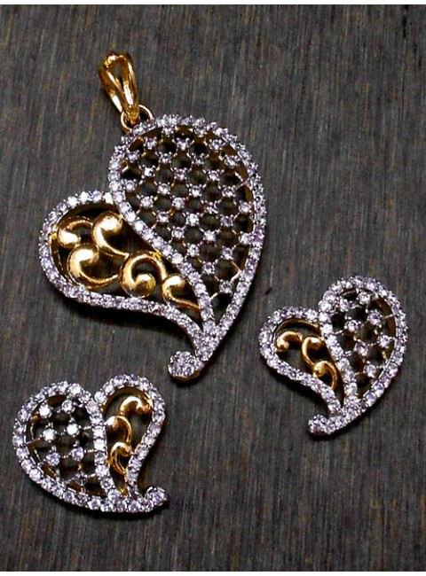 CZ Pendant With Earrings